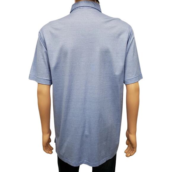 PETER MILLAR Crown Ease Briarwood Stripe Nanoluxe Polo Shirt Men L Cotton Blue - Picture 8 of 13
